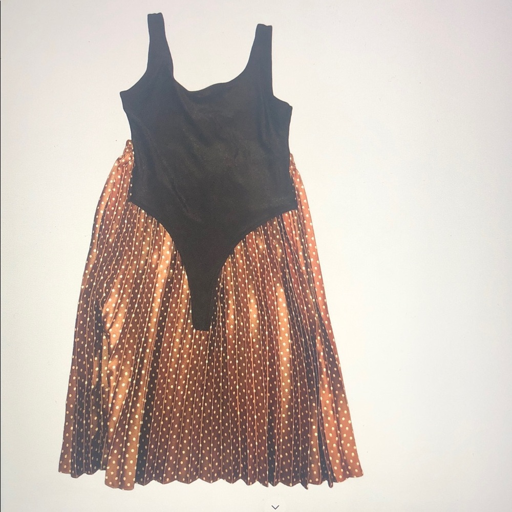 Brown Polka Dot Pleated Skirt